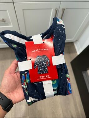 Wondershop Navy Holiday Toddler Fleece Sleep Sack with Multicolor Ornaments